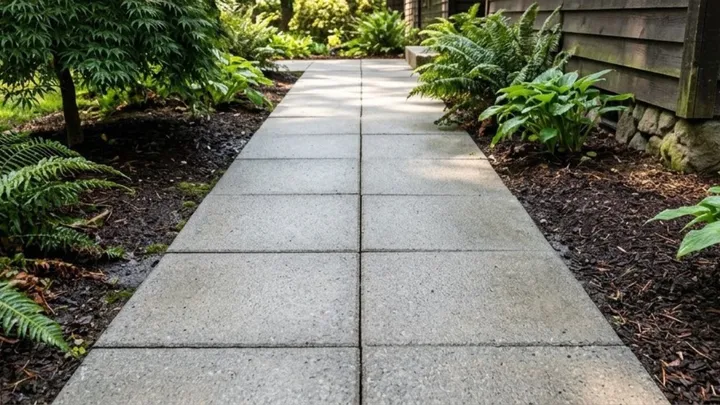 Garden walkway pavers restored to a clean, even finish after pressure washing in Bellevue, WA