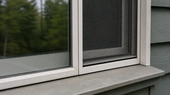 Window screen and sill cleaned spotless after exterior window cleaning in Redmond, WA