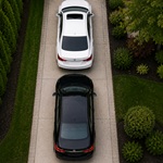 Single-car garage driveway