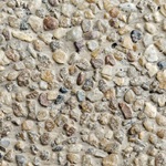Exposed aggregate concrete driveway showing pebble texture