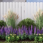 Fence with vegetation overgrowth before pressure washing