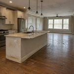 Kitchen with grimy, dust-covered counters and floors